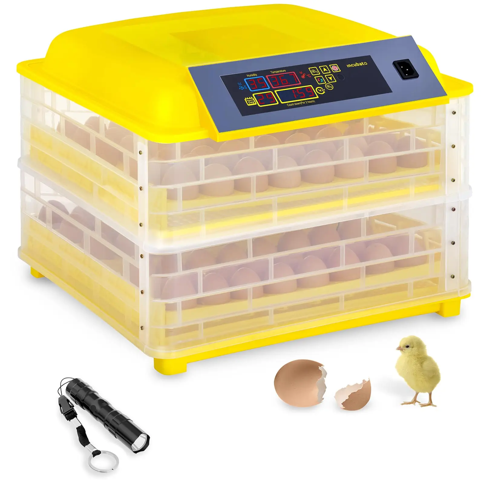 Инкубатор за яйца - 96 яйца - вкл. Лампа за яйца - напълно автоматично