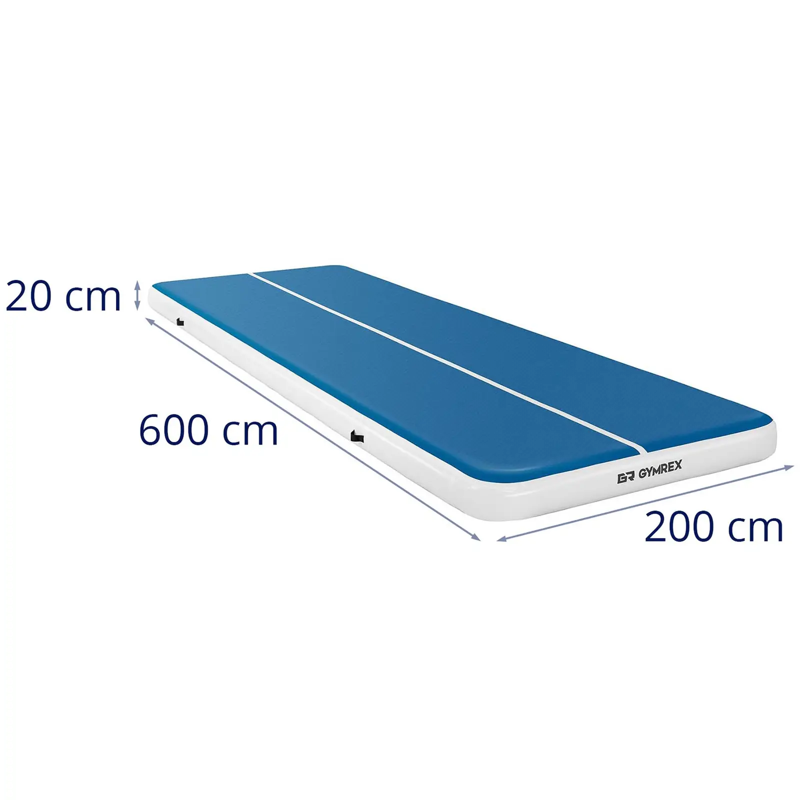 Надуваема тренировъчна постелка - 600 x 200 x 20 см - 400 кг - синьо/бяла