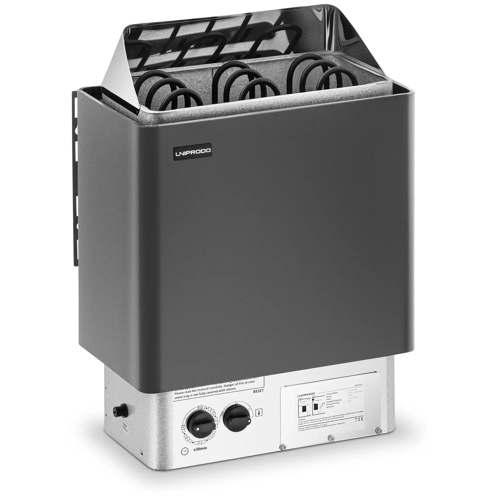 Печка за сауна - 4,5 kW - 30 до 110 °C - с контролен панел