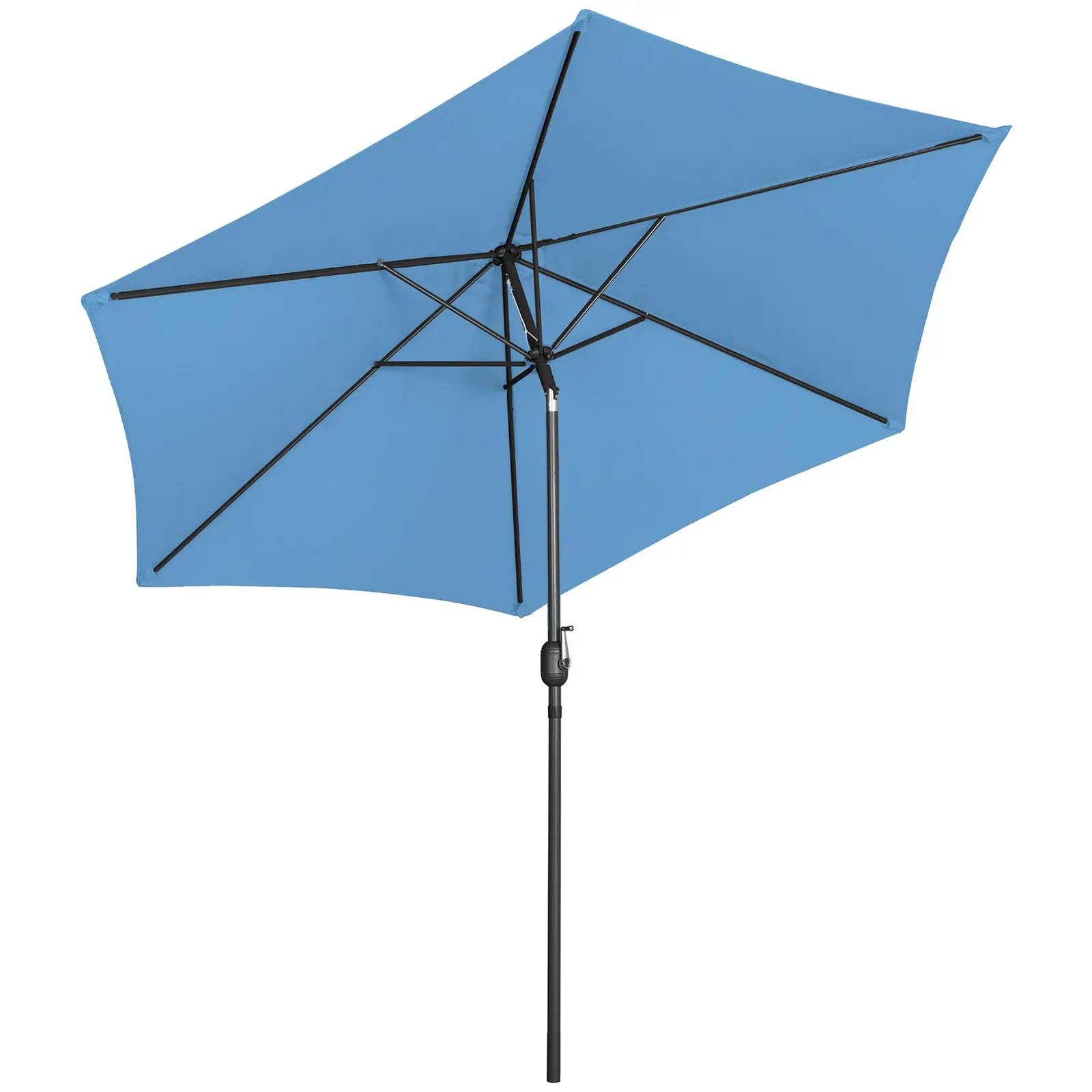 Голям градински чадър - син - шестоъгълен - Ø 300 см - с възможност за накланяне
