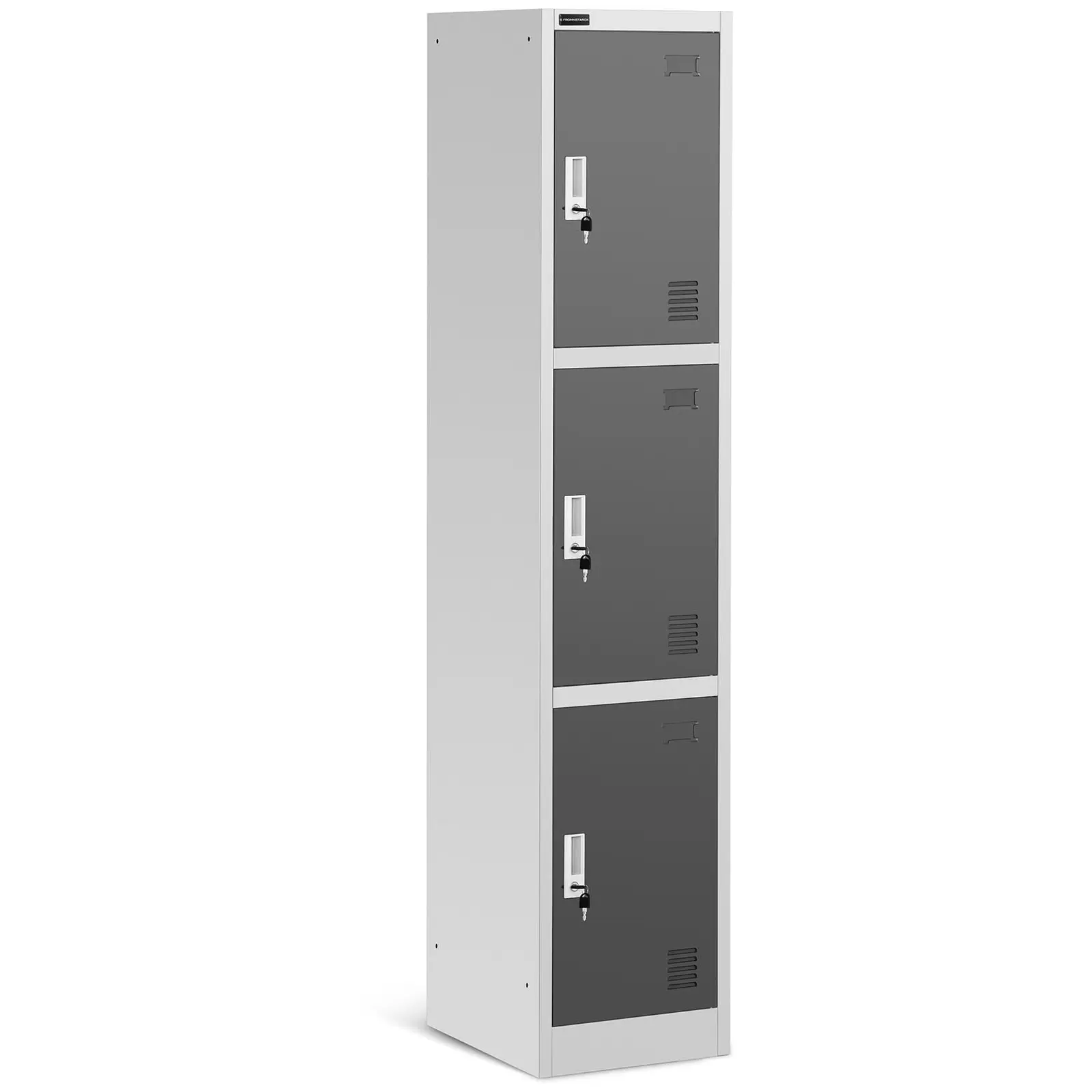 Метално шкафче за съхранение - 3 отделения - сиво